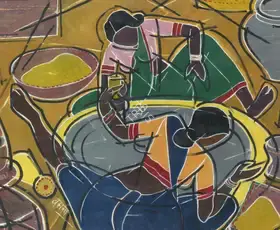Kanetkar, P. (Artist). Untitled (Woman at a Mill), n.d. | Painting