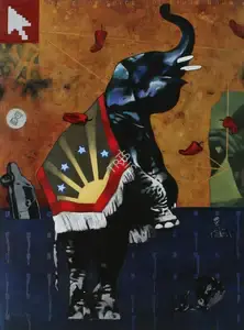 Parthan, Baiju (Artist). House Of Spice In Picture Book- Pixel River, 2002 | Painting