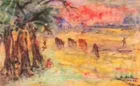 Ash, Gobardhan (Artist). Cow Herd, 1983 | Painting