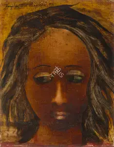 Menon, Anjolie Ela (Artist). Untitled (Face of a Girl), 1983 | Painting