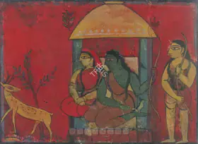 Roy, Jamini (Artist). Rama, Sita And Laksmana In The Forest With The Golden Deer, n.d. | Painting
