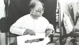 Unknown (Photographer). K. G. Subramanyan in his studio, n.d | Contemporary Photograph