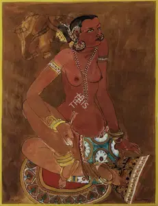 Naqsh, Jamil (Artist). Seated Woman with Elephant, 1987 | Painting