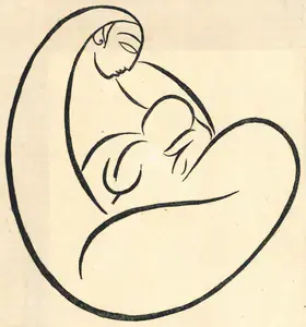 Roy, Jamini (Artist). Mother and Child, 1937 | Drawing