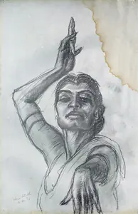 Bhabha, Homi J. (Artist). Shanta in a Bharata Natyam Pose, 03 December 1951 | Sketch