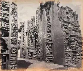 Lyon, Edmund David (Photographer), Tarputtri Temple. Carvings on base of Gopuram, South Entrance (near the river), n.d. | Antiquarian Photograph