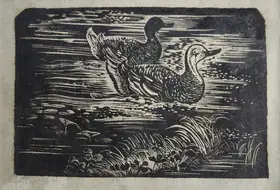 Chakravorty, Ramendranath (Artist). Untitled (Pair of Ducks), n.d. | Print