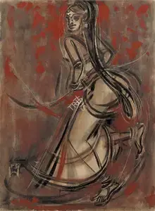 Chavda, Shiavax (Artist). Bharata Natyam Dancer, n.d. | Painting