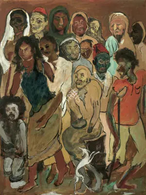 Ara, K.H. (Artist). Untitled (Beggards of Bombay), n.d. | Painting