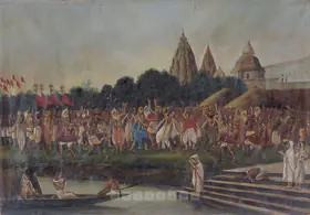 Anonymous (Artist). Bhakti Besides The Varanasi Ghats, 1920s | Painting