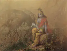 Bukhsh, Ustad Allah (Artist). Krishna In Contemplation, early 1930s | Painting