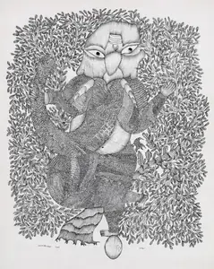 Shyam, Jangarh Singh (Artist). Ganesh (Gond Art), 1995 | Painting
