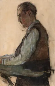 Bhattacharjee, Bikash (Artist). Portrait and Anatomy Position Study, c.1964 | Painting