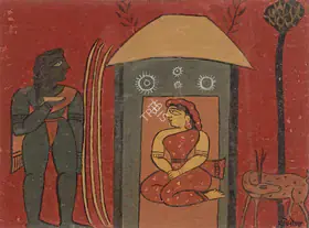 Roy, Jamini (Artist). Sita Spies the Deer, n.d. | Painting