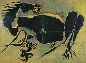 Karmakar Prokash Artist Conflict Series Oil on paper pasted on canvas board 1971 Painting 00881125