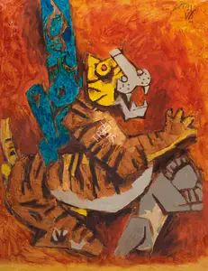 Husain, M.F. (Artist). Durga, 1968 | Painting
