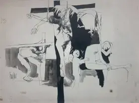 Das, Arup (Artist). Untitled (Leaning Man/Crucifixion), n.d. | Painting
