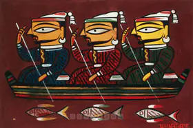 Roy, Jamini (Artist). Three Fishermen, n.d. | Painting