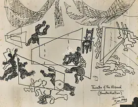 Husain, M.F. (Artist). Theatre of the Absurd, 1990 | Drawing