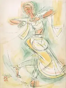 Chavda, Shiavax (Artist). Bharata Natyam Dancer, 1963 | Painting