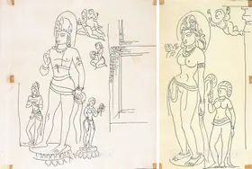Hebbar, K.K. (Artist). Aurangabad Cave Series (Tara From Cave VII), 1963 | Drawing