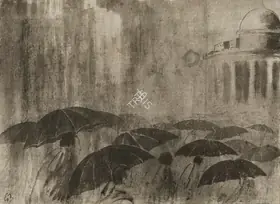 Tagore, Gaganendranath (Artist). The Rain in Calcutta, c. mid 1920s | Painting