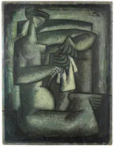 Sadequain (Artist). Untitled (Seated Nude), 1960 | Painting