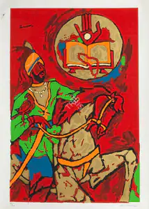 Husain, M.F. (Artist). Untitled (A Sikh Horseman), n.d. | Graphic Art