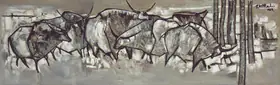 Vithal, B. (Artist). Bulls, 1969 | Painting