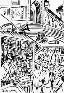 Mookherjea, Sailoz (Artist). By the Jama Masjid, 1949 | Drawing