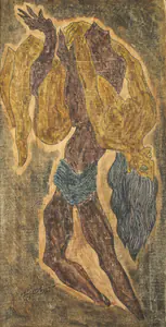 Sadequain (Artist). Woman In The Arms Of A Beheaded Man, 1972 | Painting