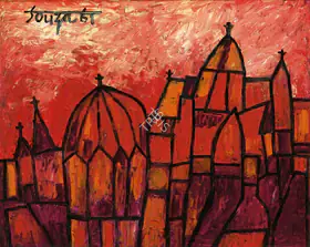 Souza, F.N. (Artist). Landscape in Red, 1961 | Painting