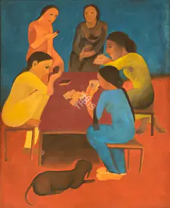 Pal, Gogi Saroj (Artist). Untitled (Women playing Cards), n.d. | Painting