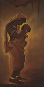 Roy, Jamini (Artist). Mother and child, n.d. | Painting