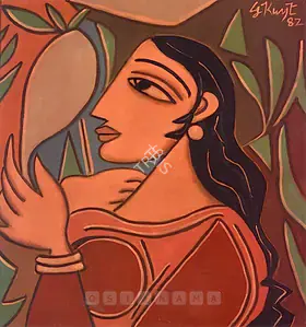 Keyt, George (Artist). Woman With Mirror, 1982 | Painting