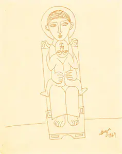 Souza, F.N. (Artist). Untitled (Mother and Child), 1949 | Drawing