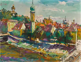 Langhammer, Walter (Artist). Untitled (Landscape), 1957 | Painting