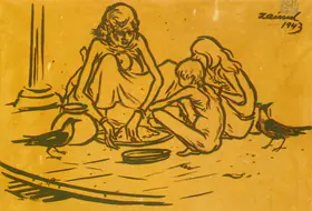 Abedin, Zainul (Artist). Sketch From The Famine Series, 1943 | Drawing