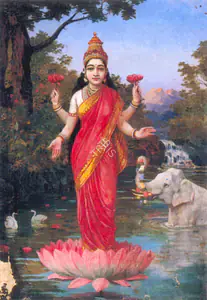 Varma, Raja Ravi (Artist). Lakshmi on a Lotus, n.d. | Painting