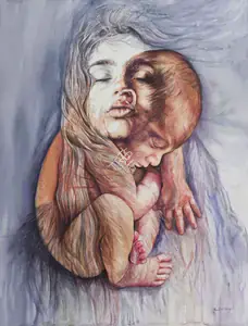 Singh, Meetali (Artist). Untitled (Mother & Child), n.d. | Painting