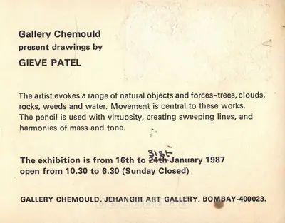 Patel Gieve Artist Gieve Patel 1987 Solo Exhibition Invitation 00859452