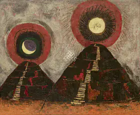 Hebbar, K.K. (Artist). Homage to Sun and Moon, 1964 | Painting