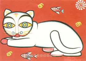 Roy, Jamini (Artist). Cat, n.d. | Painting