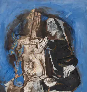 Husain, M.F. (Artist). Untitled (Two Figures with Cactus), 1966 | Painting