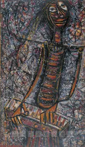 Sen Sunil Madhav Artist Musician Mixed media on paper 1960 Painting FineArts 00600810