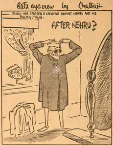 Chatterjee, Basu (Cartoonist). After Nehru ?, 1960 | Cartoons