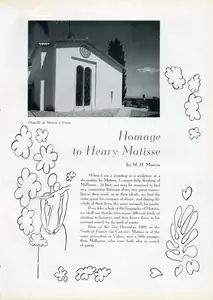 Murcia, M.H. (Essayist). Homage to Henry Matisse. In <i>Marg.</i> 8(3), pp. 91-94. Bombay: Marg, June 1955 | Essay | FineArts | 00668836