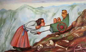 Gopikrishna (Artist). Man Ascending The Mount Of Pain - Series: Tradition Of Death, 2007 | Painting