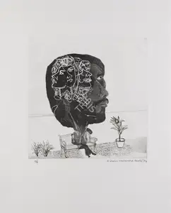 Reddy, D.L.N. (Artist). Untitled (Seated Figure), 1974 | Graphic Art