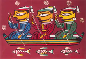 Roy, Jamini (Artist). Untitled (Three Fishermen), n.d. | Painting